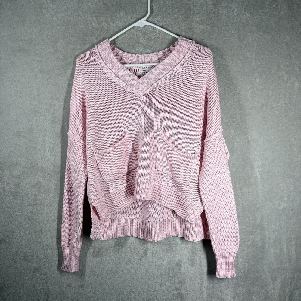 Zaket & Plover Pink Oversized Knit Sweater Size XS Relaxed Soft Girl Cozy Casual